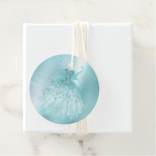 Fairy Wing Mint Gown Luxe Pearl Green Aqua Sheen Favour Tags