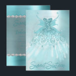 Fairy Wing Mint Gown | Luxe Pearl Green Aqua Sheen Invitation<br><div class="desc">This whimsical fairy princess themed "Sweet Sixteen" birthday party invitation features ethereal magical pixie wings and a luxurious royal ball gown. The gorgeous dark diamond glitter dress brings a funky mystical elegance.
Add your own text to personalize.</div>