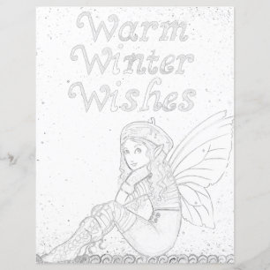 Fairy Winter Yuletide Pagan Colouring Page Paper