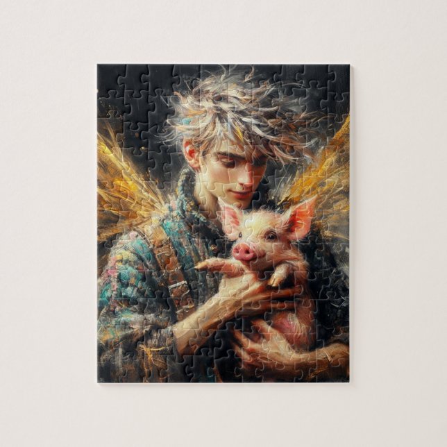 Fairy With Baby Pig Jigsaw Puzzle (Vertical)