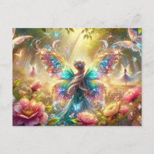 Fairy with butterflies postcard