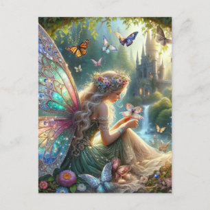 Fairy with butterflies postcard