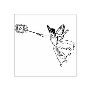 Fairy with magic wand rubber stamp