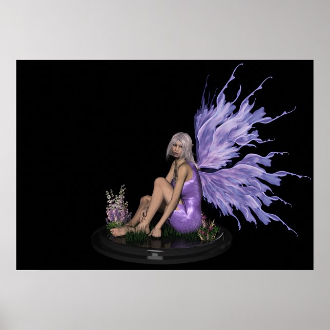 Fairy with mutli-colour purple wings Print (Front)