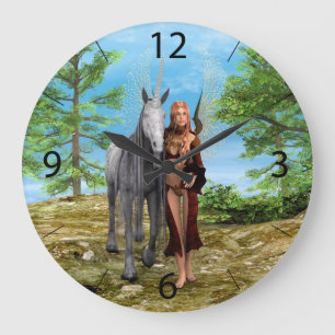 Fairy with Unicorn Large Clock