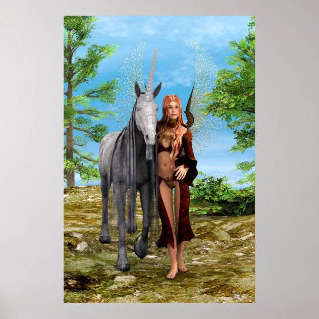 Fairy with Unicorn Poster (Front)