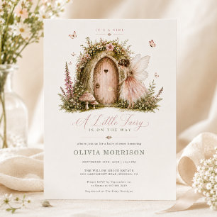 Fairy Woodland Girl Pink Baby Shower Invitation