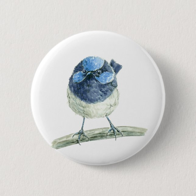Fairy wren 2 inch round button (Front)