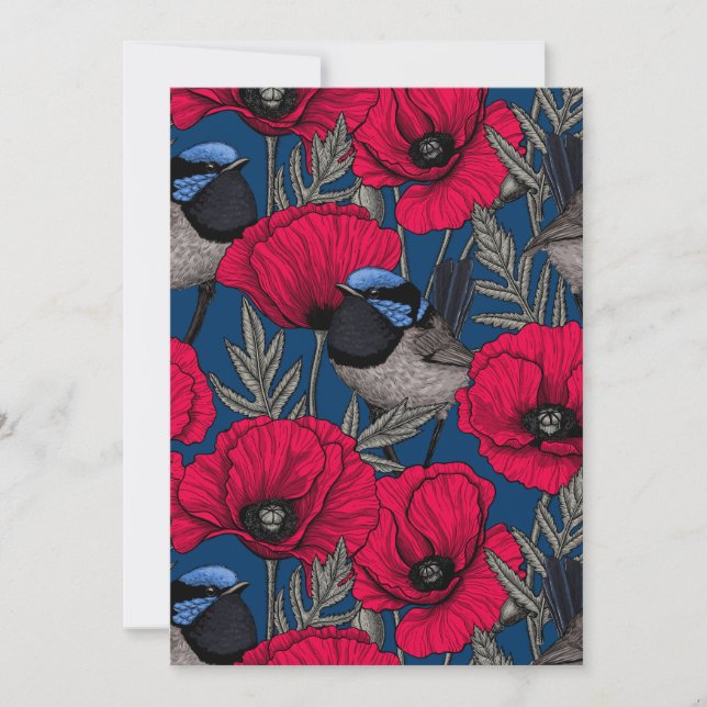 Fairy wren and poppies (Front)