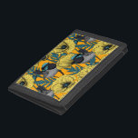 Fairy wren and poppies in yellow trifold wallet<br><div class="desc">Fairy-wren and poppies,  seamless pattern drawn on Illustrator.</div>