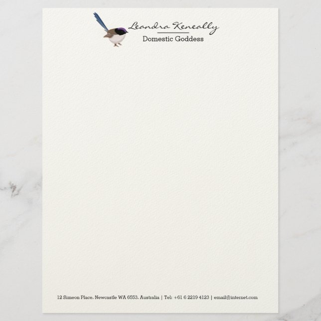 Fairy Wren Letterhead (Front)