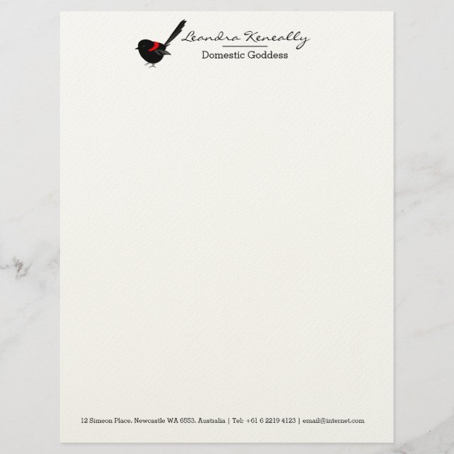 Fairy Wren Letterhead (Front)