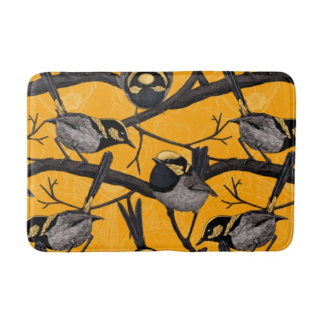 Fairy wrens in yellow bath mat (Front)