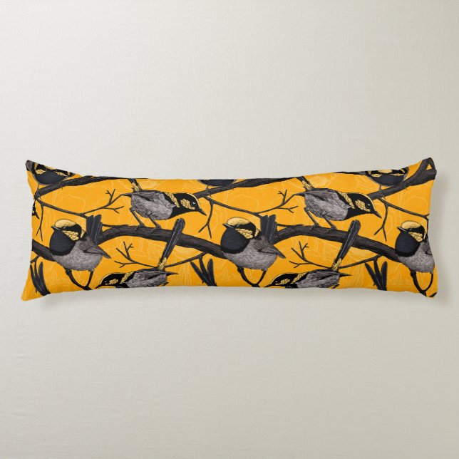 Fairy wrens in yellow body pillow (Front)