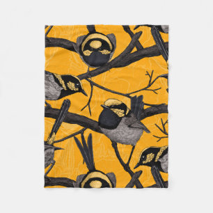Fairy wrens in yellow fleece blanket