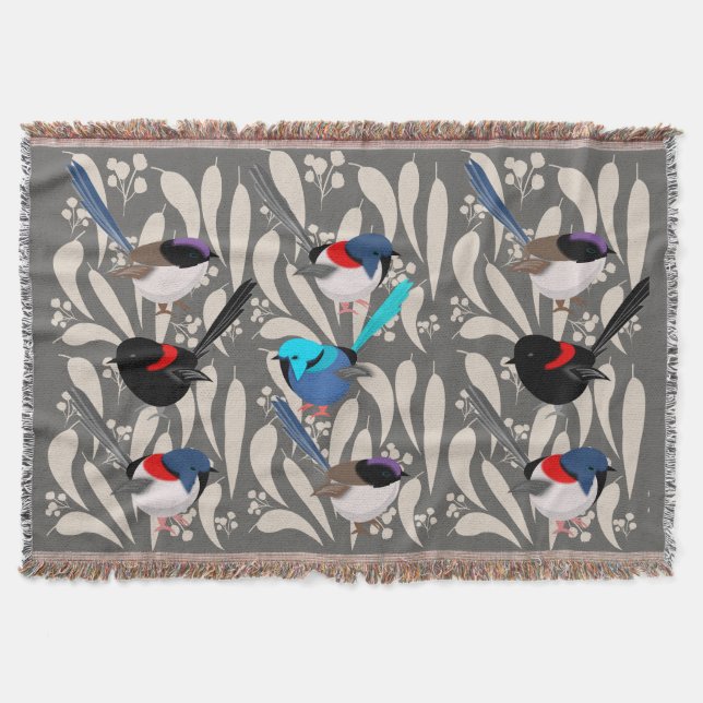 Fairy Wrens Throw Blanket (Front)