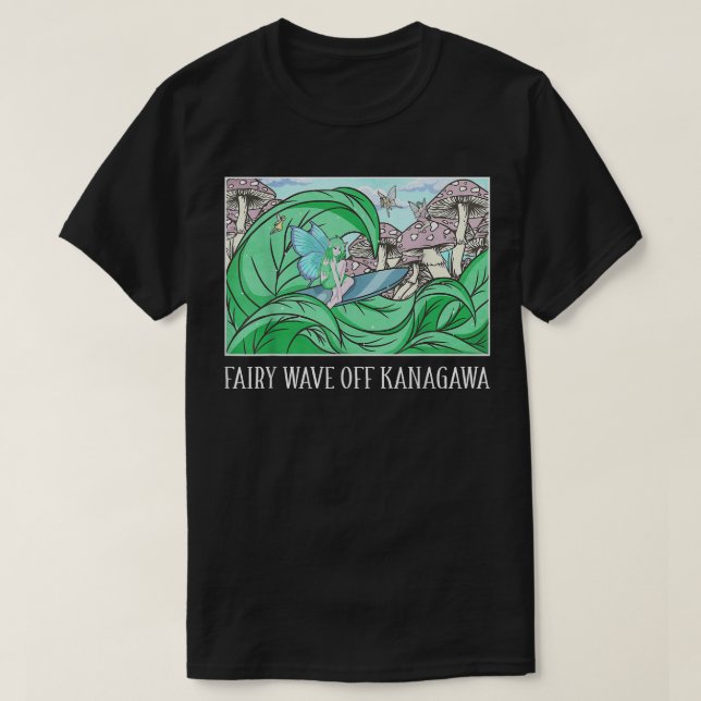 Fairycore Aesthetic Surfing Fairy Wave Off Kanagaw T-Shirt (Design Front)