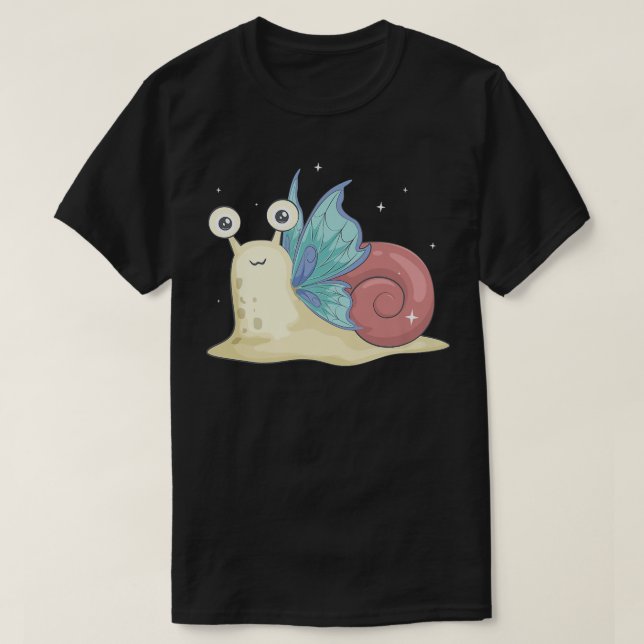 Fairycore Esthetic Cute Fairy Snail Slug Faecore T-Shirt (Design Front)