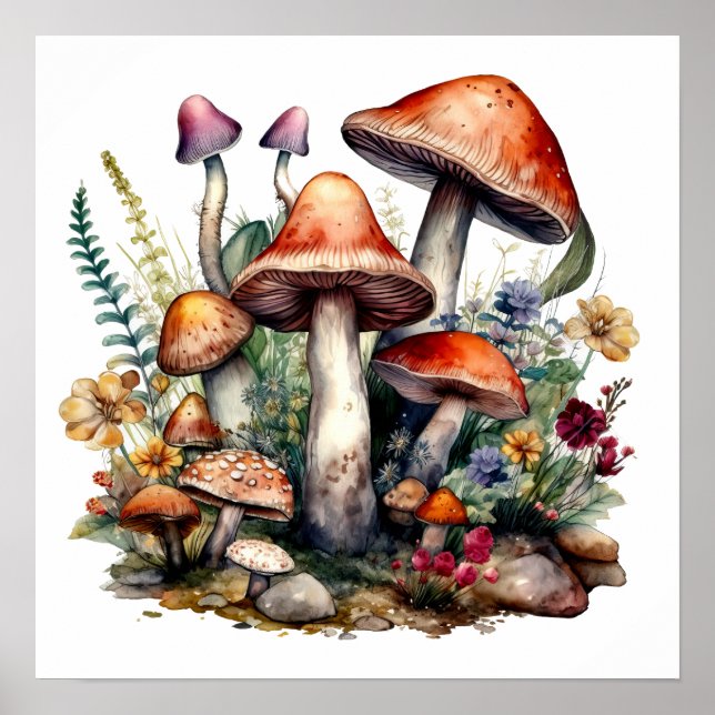 Fairycore Fairytale Mushrooms Funghi Poster (Front)