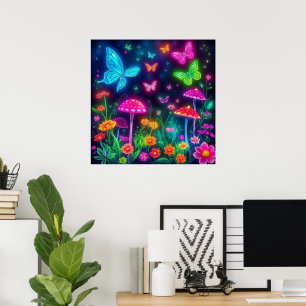 Fairycore-Flowers Butterflies and Mushrooms Poster