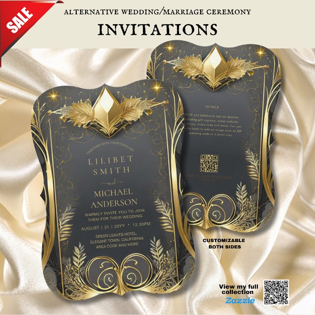 FAIRYCORE MARIAGE INVITATIONS FAIRYTALE OR NOIR (Créateur téléchargé)