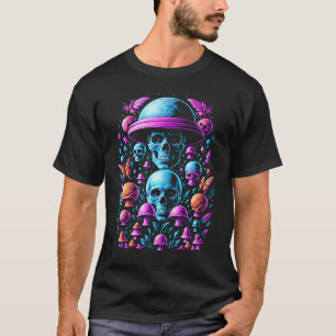 Fairycore Mushroom Skulls Aesthetic Vaporwave dark T-Shirt
