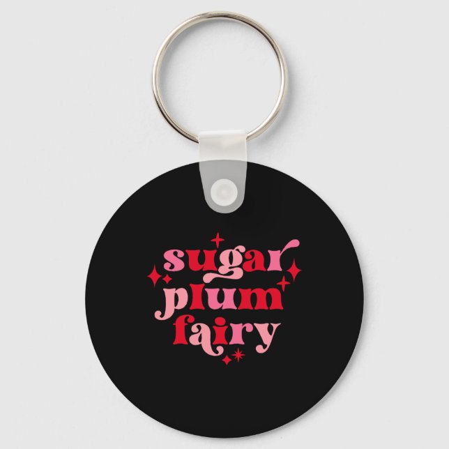 Fairycore Text Art Sugar Plum Fairy Girls T Shirt  Keychain (Front)
