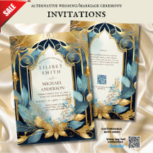 FAIRYCORE WEDDING INVITATION FAIRYTALE TEAL GOLD