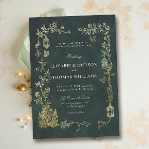 Fairycore Woodland Emerald Green Magical Wedding Invitation