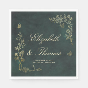Fairycore Woodland Emerald Green Magical Wedding Napkin