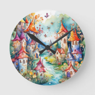 Fairyland magic castle round clock