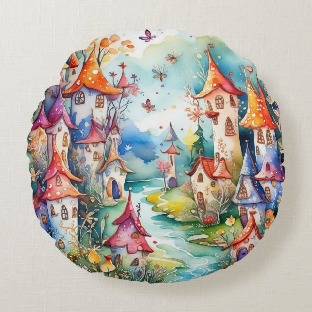 Fairyland magic castle  round pillow (Front)