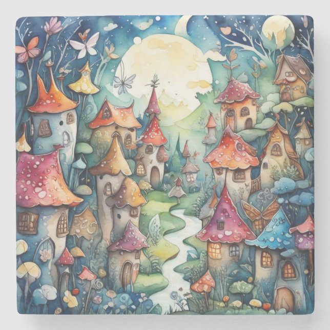 Fairyland magic castle stone coaster (Front)