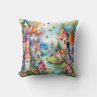 Fairyland magic castle  throw pillow
