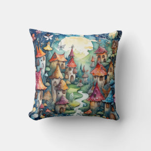 Fairyland magic castle throw pillow