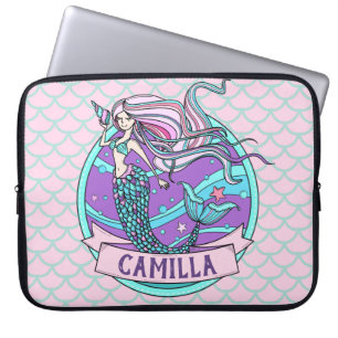 Fairyland Mermaid Cute Dainty Pink Personalized Laptop Sleeve