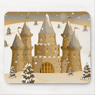 Fairytail Castle Winter Snow Mouse Pad