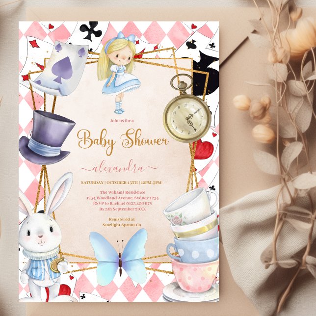 Fairytale Alice in Wonderland Baby Shower Invitation (Creator Uploaded)