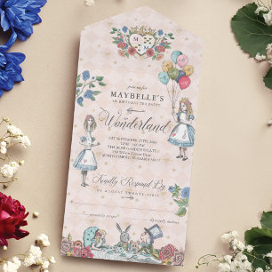 Fairytale Alice in Wonderland Birthday Tea Party All In One Invitation
