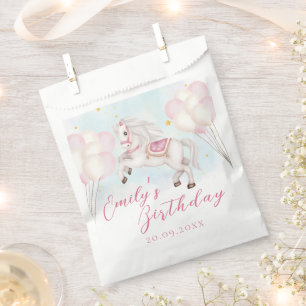 Fairytale baby Pony pink balloons star Birthday Favour Bag