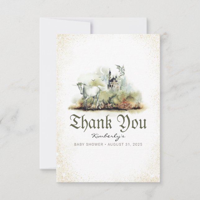 Fairytale Baby Shower Small Thank You Card (Front)