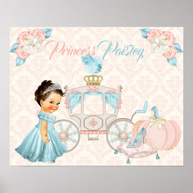 Fairytale Carriage Princess Personalized Nursery Poster (Front)