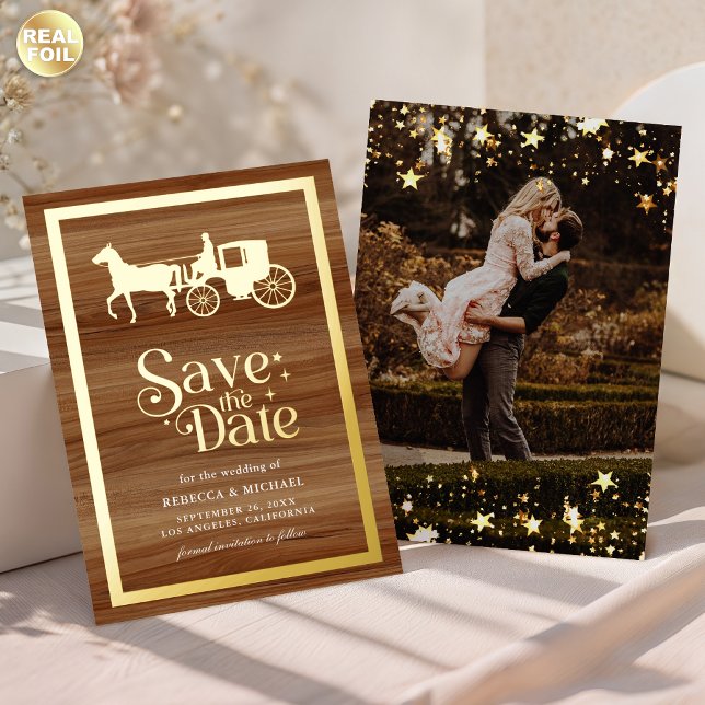 Fairytale Carriage Wedding Save the Date Gold (Creator Uploaded)