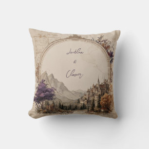Fairytale Castle Circle Enchanted Wedding  Throw Pillow