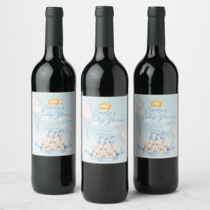 Fairytale castle Crown Baby Shower Thank You Wine Label