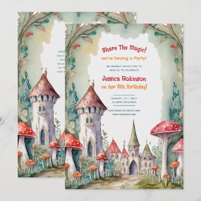 Fairytale Castle Fairycore Princess Birthday Girl Invitation (Front/Back)