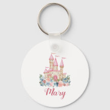 Fairytale Castle Kids Name Soft Colours Floral Cut