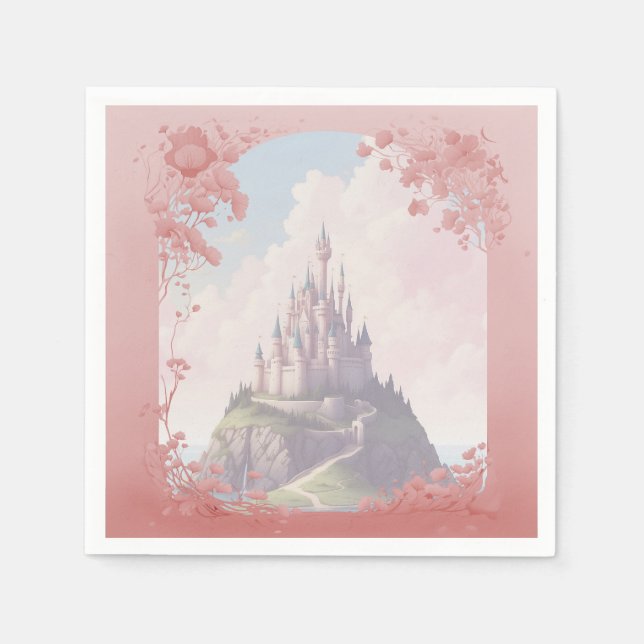 Fairytale castle love story wedding napkin (Front)