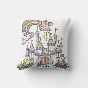Fairytale Castle Princess Custom Name Throw Pillow