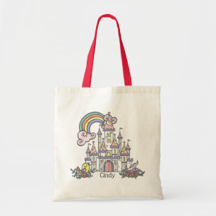Fairytale Castle Princess Custom Name Tote Bag